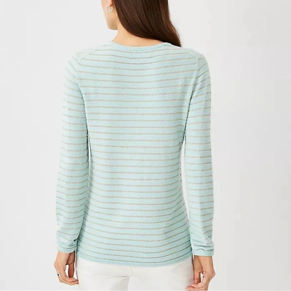 Ann Taylor NEW Women’s XL Shimmer Stripe Crew Neck Pullover Sweater - Picture 6 of 6